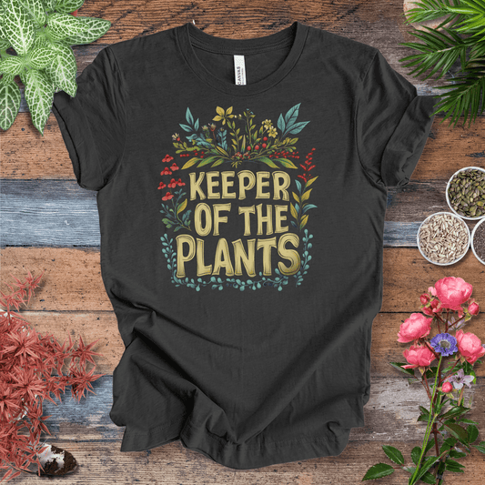 Printify T-Shirt Dark Grey Heather / S Keeper of the Plants – Colorful Blooms Edition | Plant Lover Tee