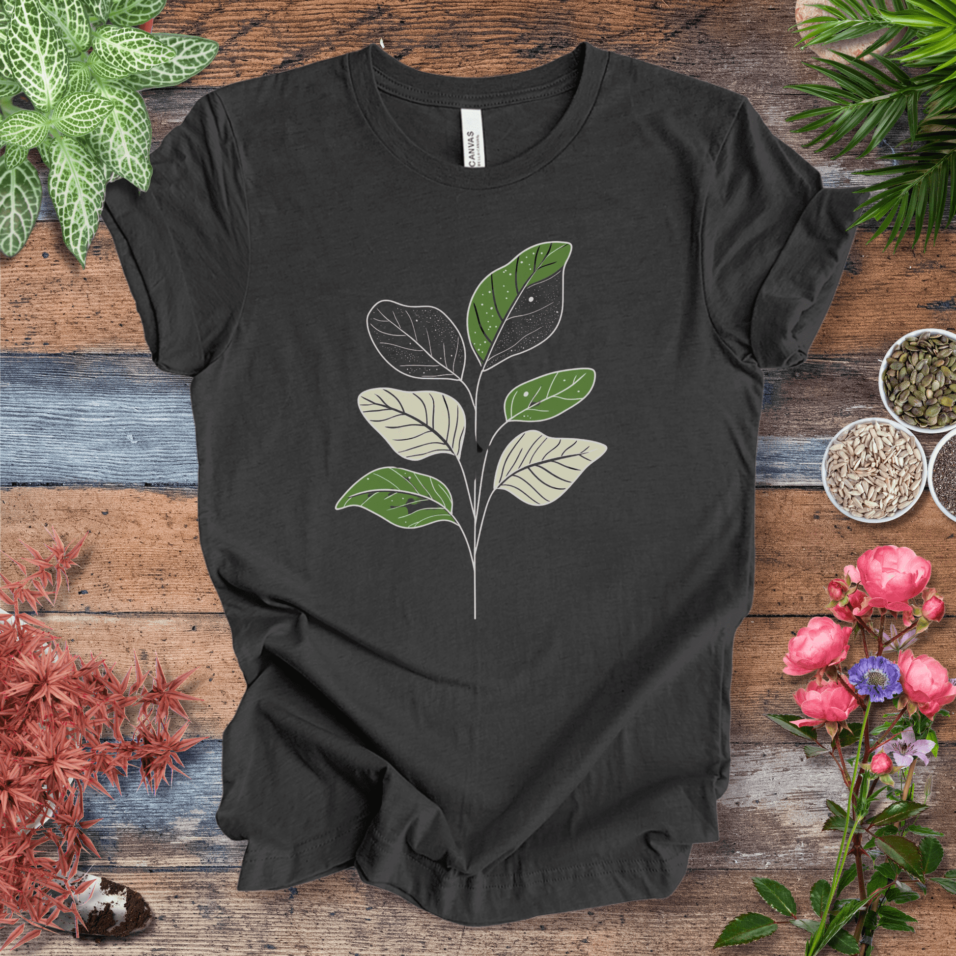 Printify T-Shirt Dark Grey Heather / S Modern Line Art Fiddle Leaf T-Shirt