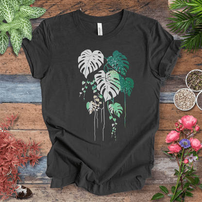 Printify T-Shirt Dark Grey Heather / S Monstera Splash Gradient Leaf T-Shirt