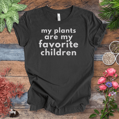Printify T-Shirt Dark Grey Heather / S My Plants Are My Favorite Children | Sassy Houseplant Tee