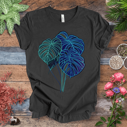 Printify T-Shirt Dark Grey Heather / S Neon Monstera Leaf Glow in the Dark Botanical T-Shirt