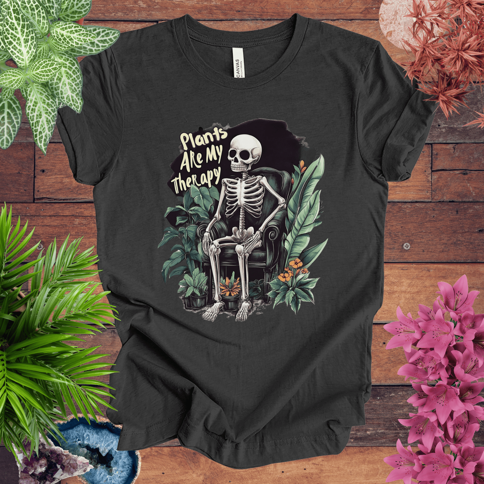 Printify T-Shirt Dark Grey Heather / S Plants Are My Therapy T-Shirt