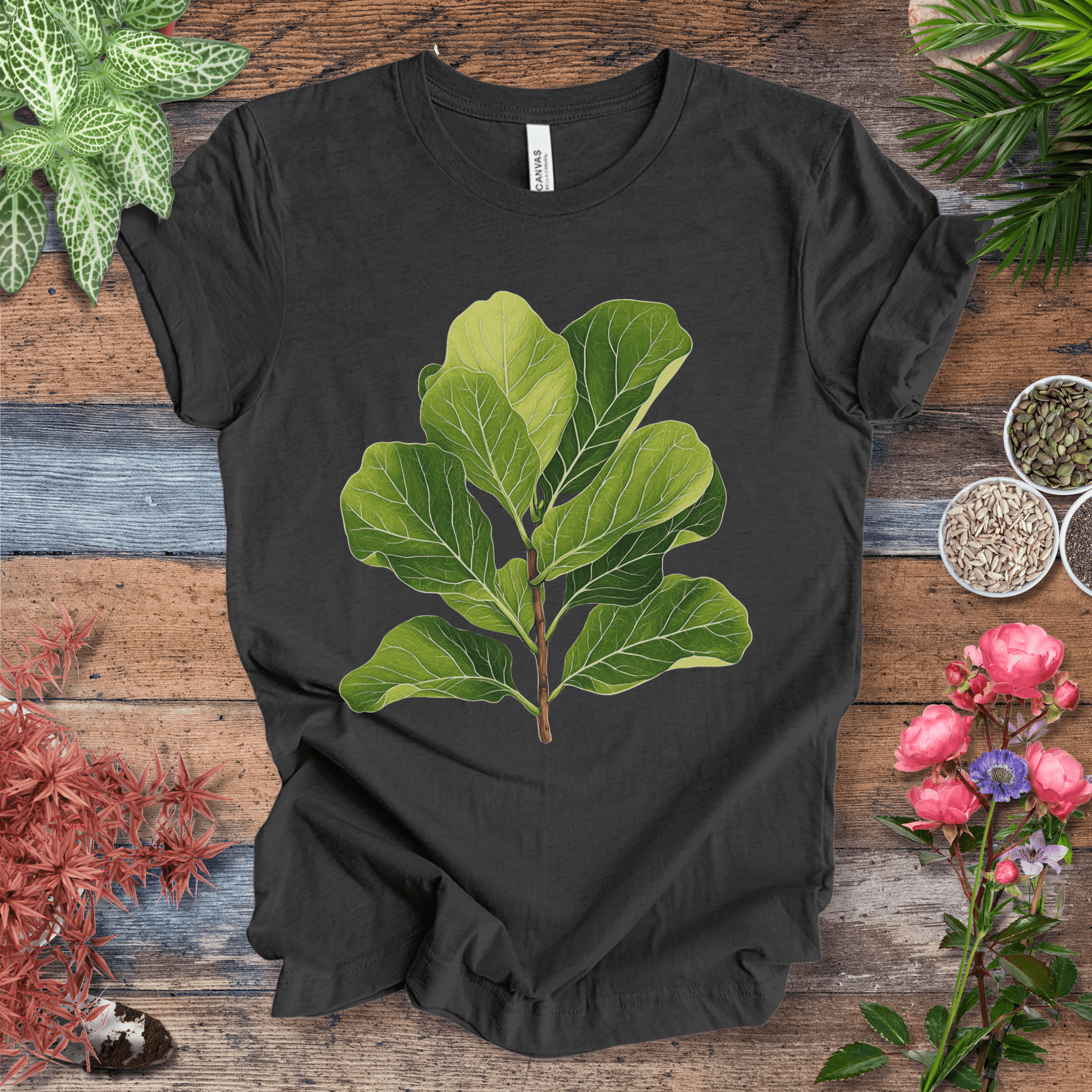 Printify T-Shirt Dark Grey Heather / S Realistic Fiddle Leaf Fig T-Shirt