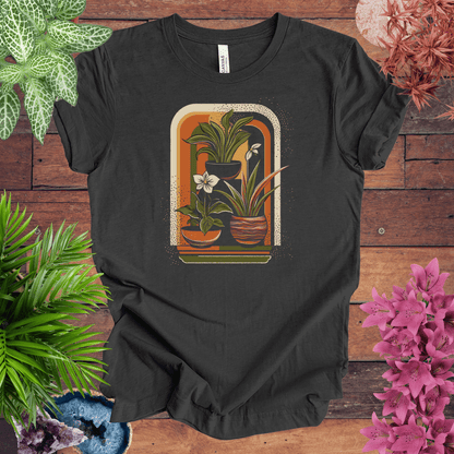 Printify T-Shirt Dark Grey Heather / S Retro Houseplants Waves T-Shirt