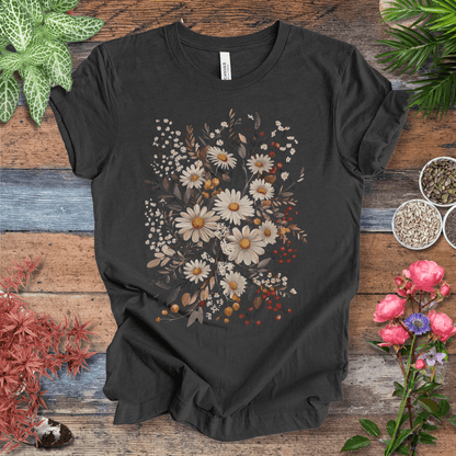 Printify T-Shirt Dark Grey Heather / S Rustic Daisy Bouquet Vintage T-Shirt