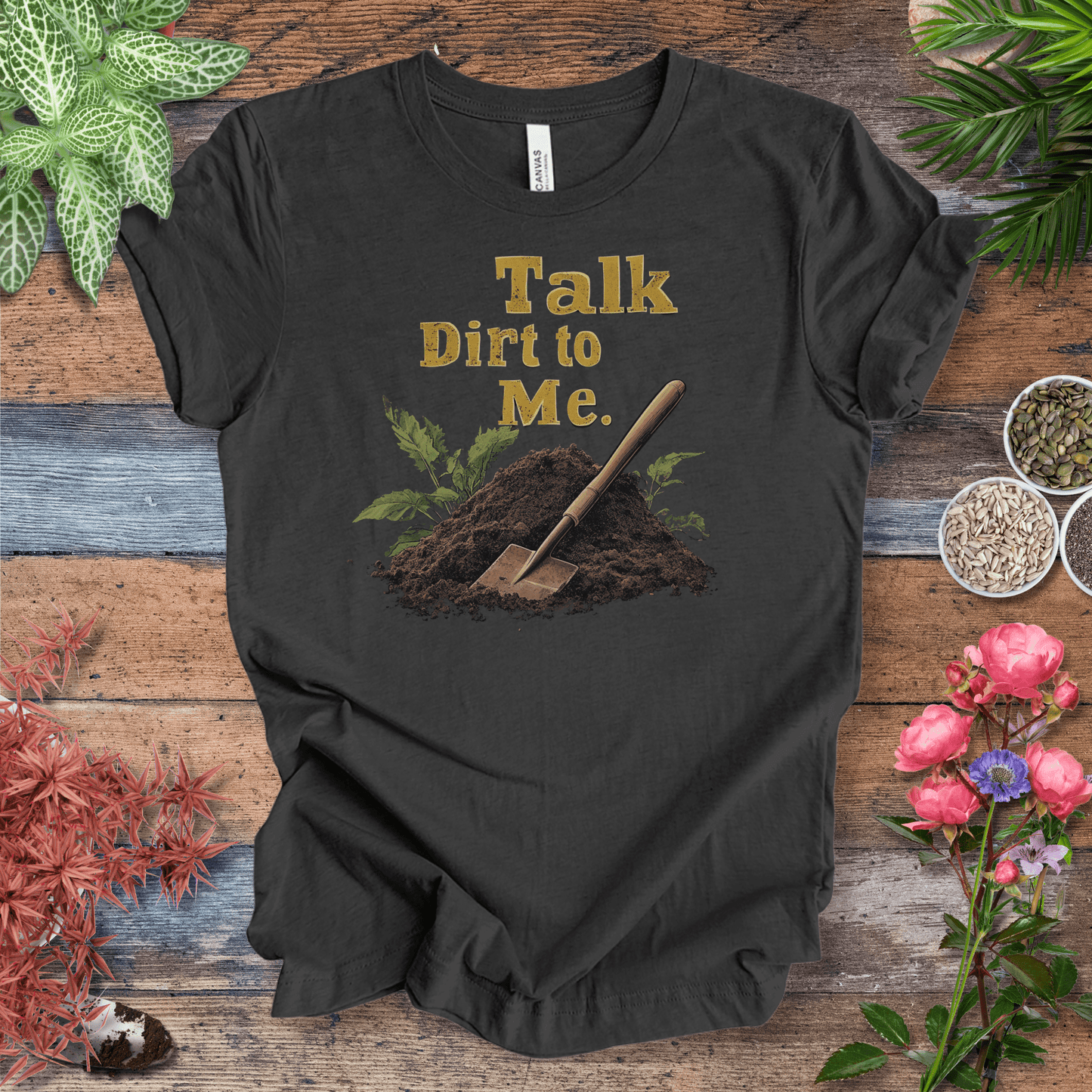 Printify T-Shirt Dark Grey Heather / S Talk Dirt to Me – Shovel Edition T-Shirt