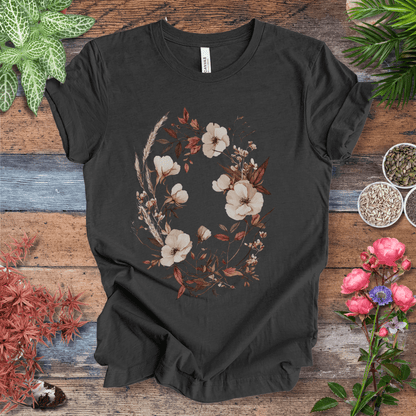 Printify T-Shirt Dark Grey Heather / S Vintage Floral Wreath Botanical T-Shirt
