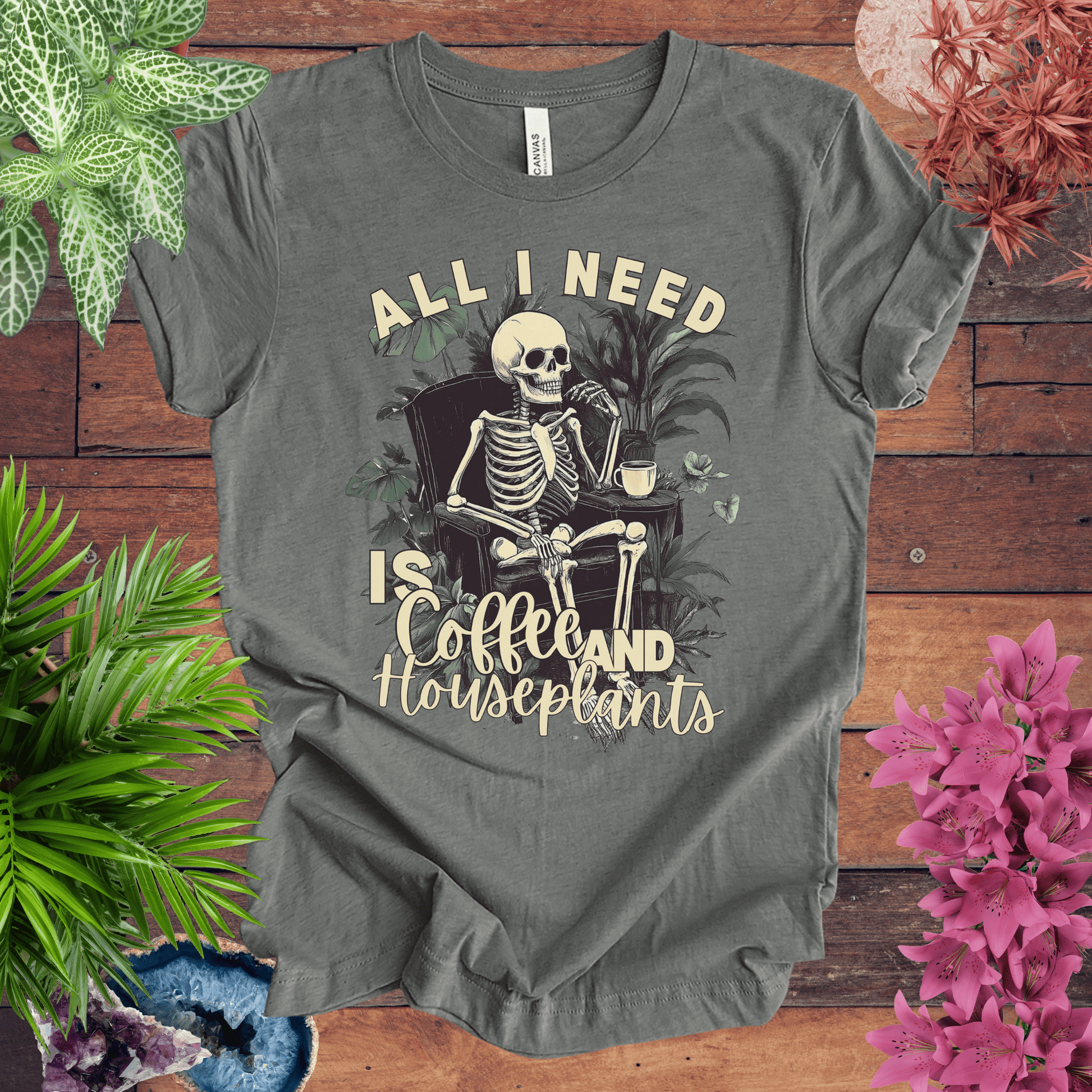 Printify T-Shirt Deep Heather / S All I Need Is Coffee and Houseplants T-Shirt