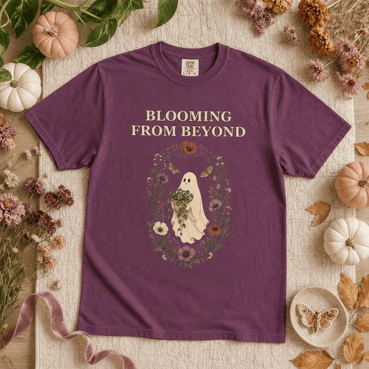 Botanical Vibes T-Shirt Floral Ghost Halloween Shirt - Cottagecore Plant Tee