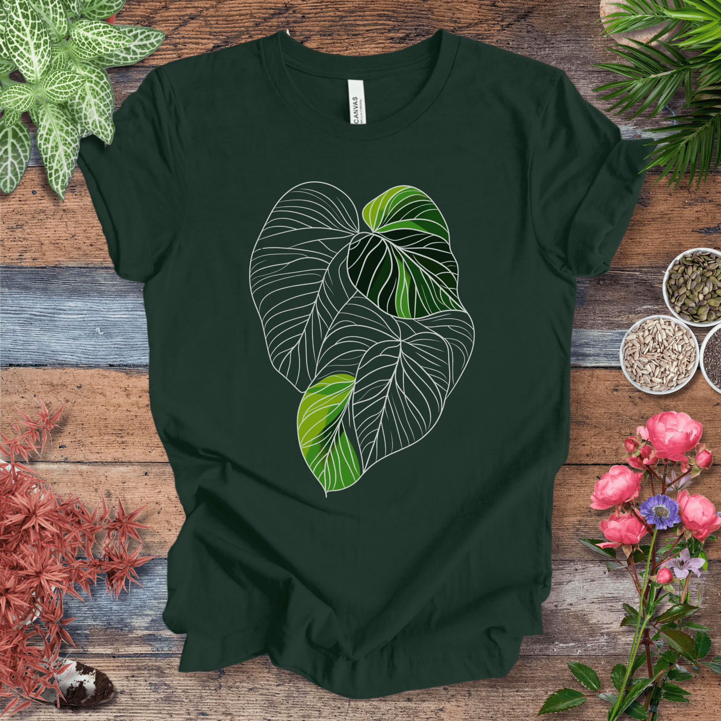 Printify T-Shirt Forest / S Abstract Green Monstera Leaf T-Shirt