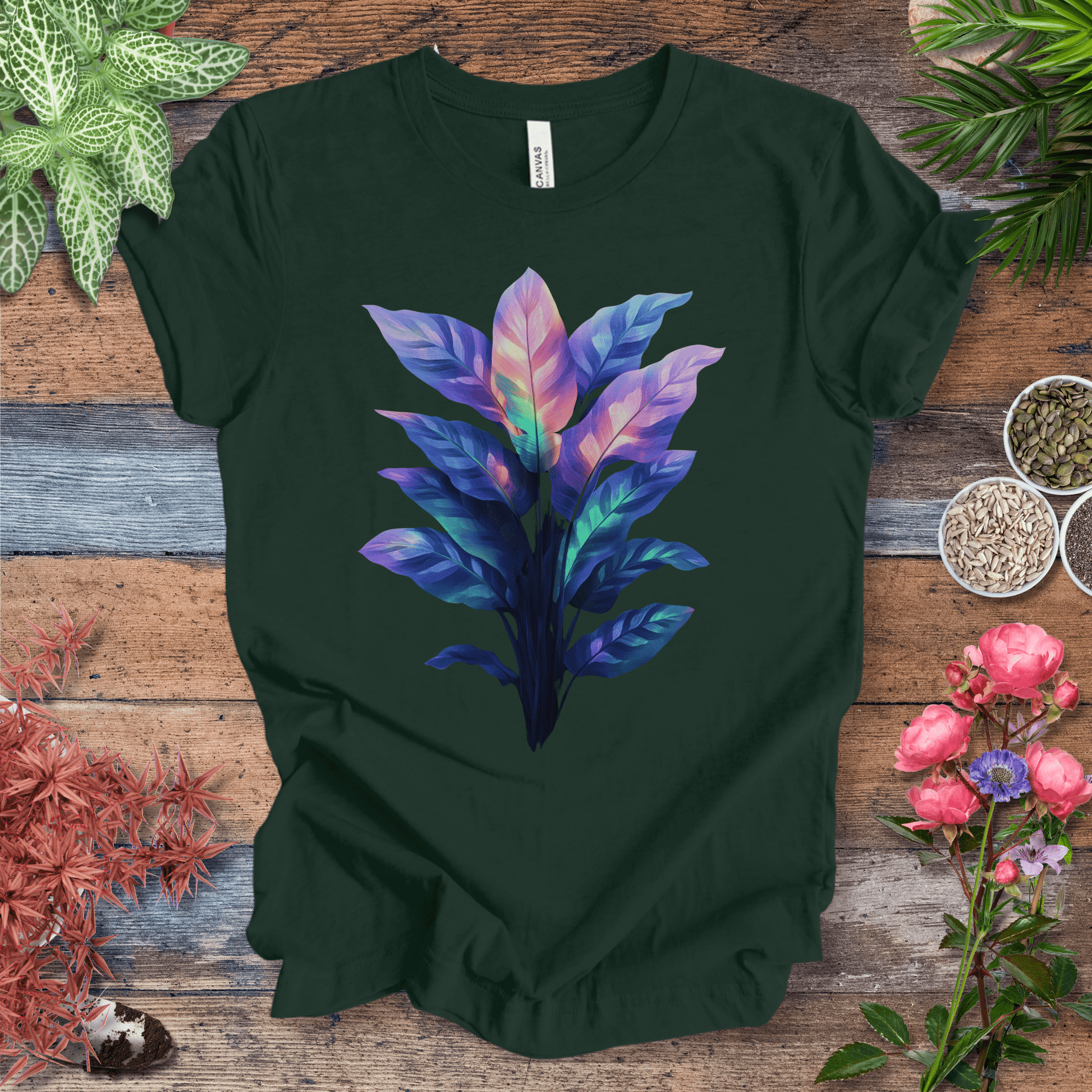 Printify T-Shirt Forest / S Aurora Glow Gradient Leaf T-Shirt