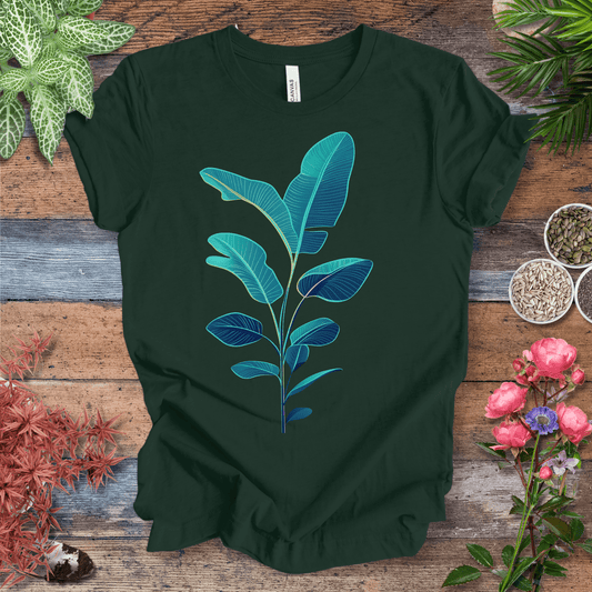 Printify T-Shirt Forest / S Blue Monstera Leaves Tropical Aesthetic Houseplant T-Shirt