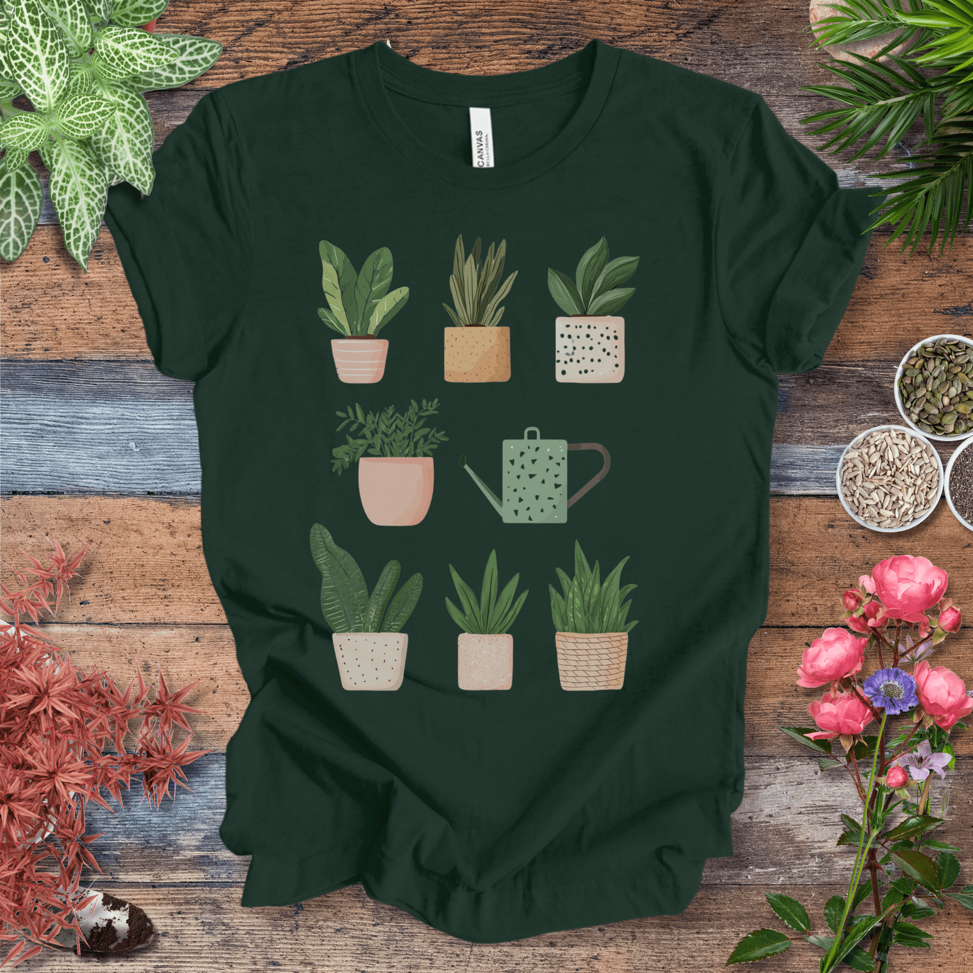 Printify T-Shirt Forest / S Cute Potted Plant Collection Minimalist T-Shirt