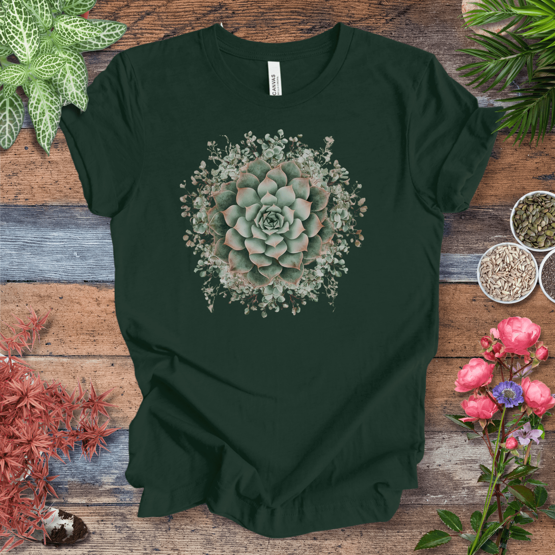 Printify T-Shirt Forest / S Elegant Succulent Bloom T-Shirt