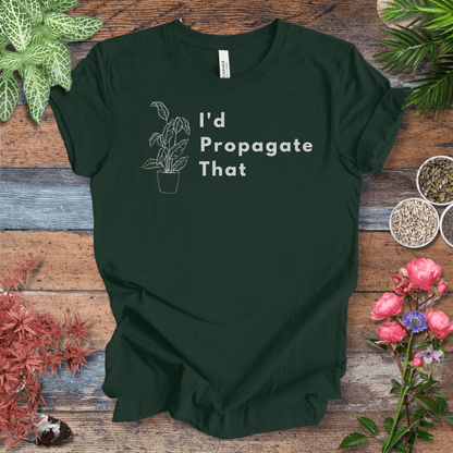 Printify T-Shirt Forest / S I’d Propagate That – Caladium Outline | Minimalist Plant Tee