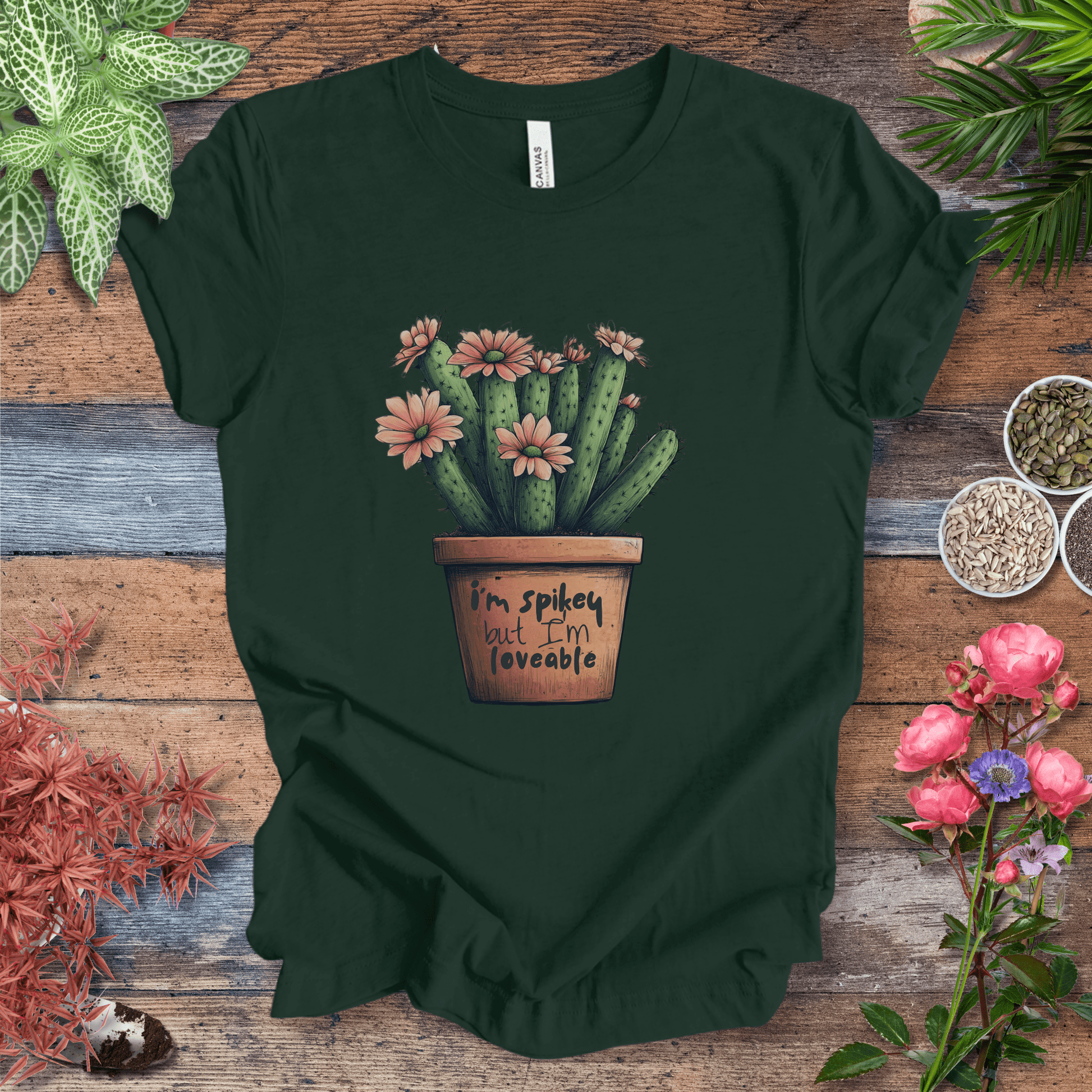 Printify T-Shirt Forest / S "I'm Spikey but I'm Lovable" Funny Cactus Lover T-Shirt