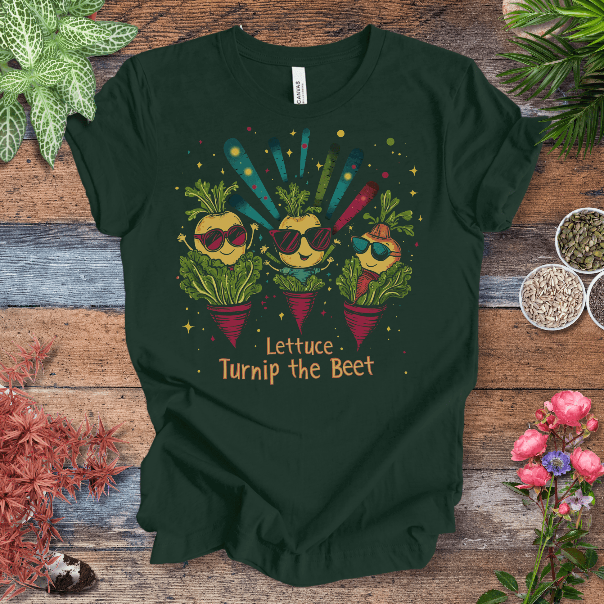 Printify T-Shirt Forest / S Lettuce Turnip the Beet – Party Veggies T-Shirt