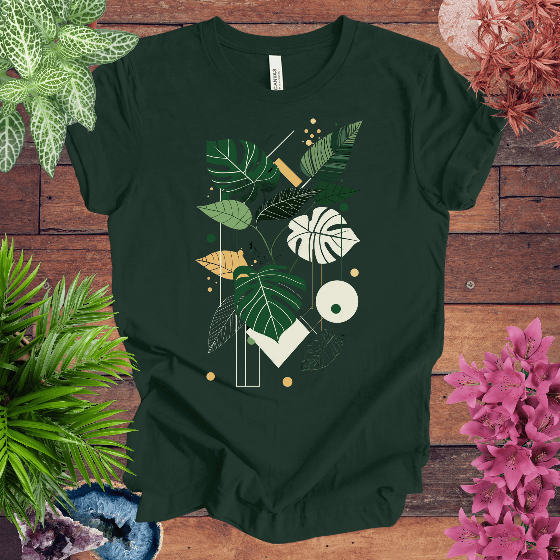 Printify T-Shirt Forest / S Modern Botanical Monstera Deliciosa Houseplant T-Shirt