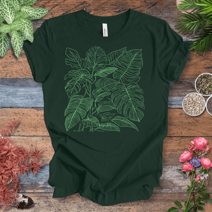 Printify T-Shirt Forest / S Monstera Jungle Line-Art T-Shirt – Neon Green Tropical Leaves Graphic Tee | Botanical Streetwear, Houseplant Lover Gift