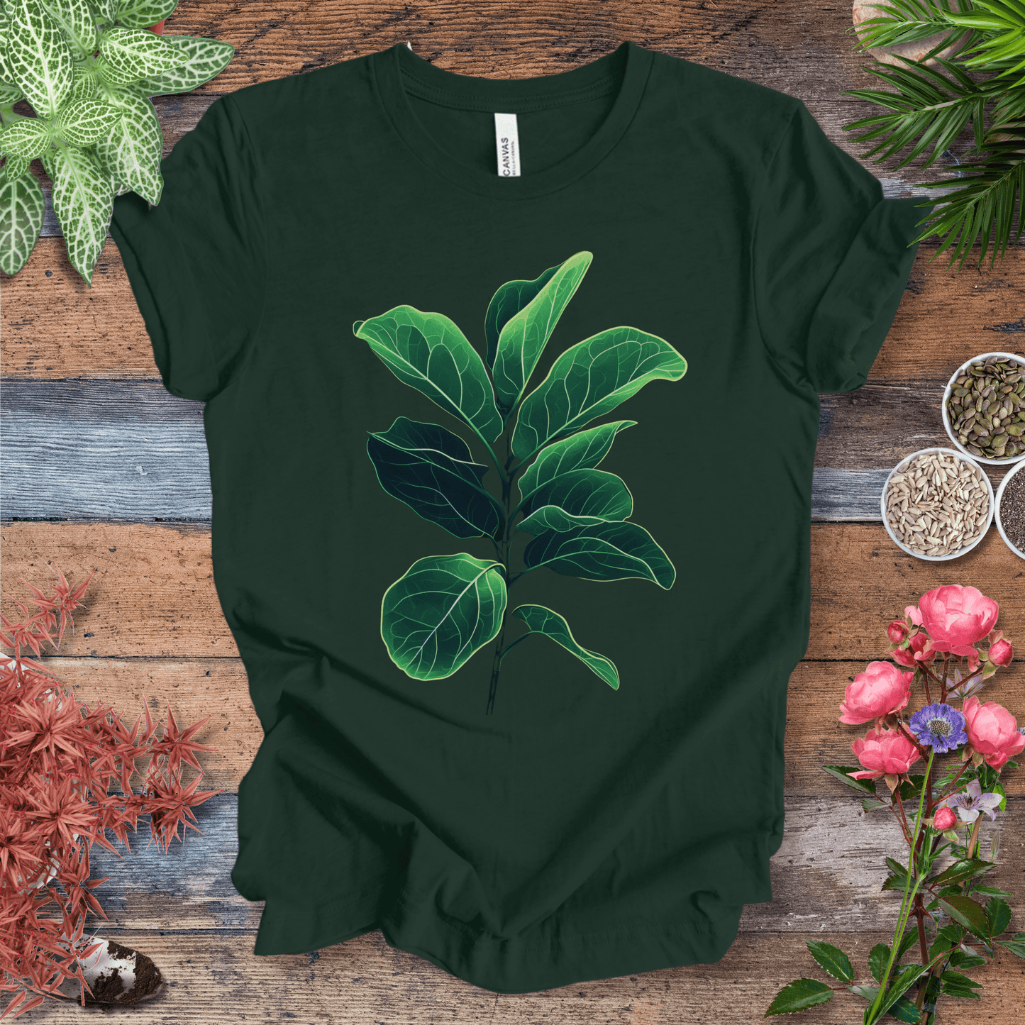 Printify T-Shirt Forest / S Radiant Fiddle Leaf Glow T-Shirt