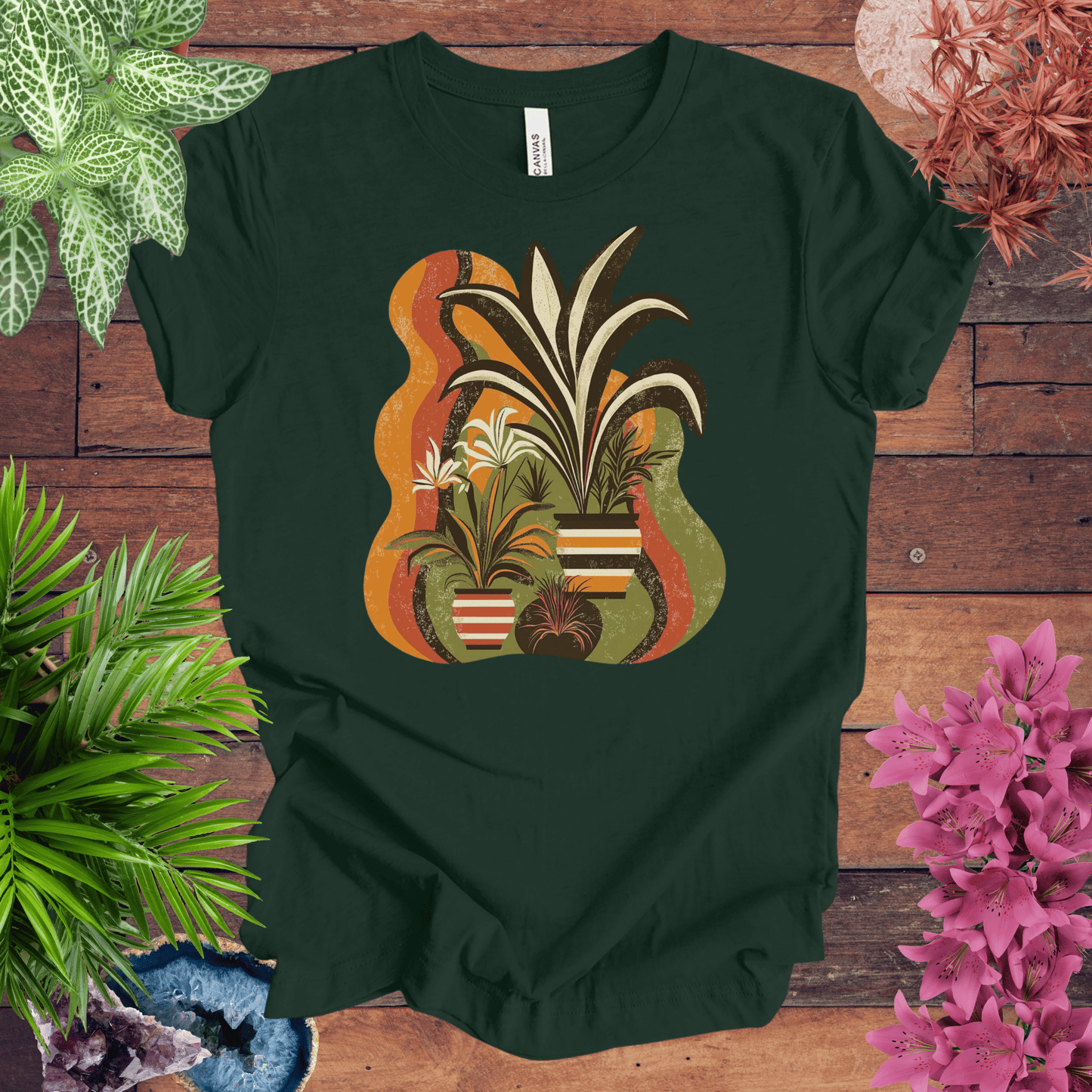 Printify T-Shirt Forest / S Retro Tropical Plant Waves T-Shirt