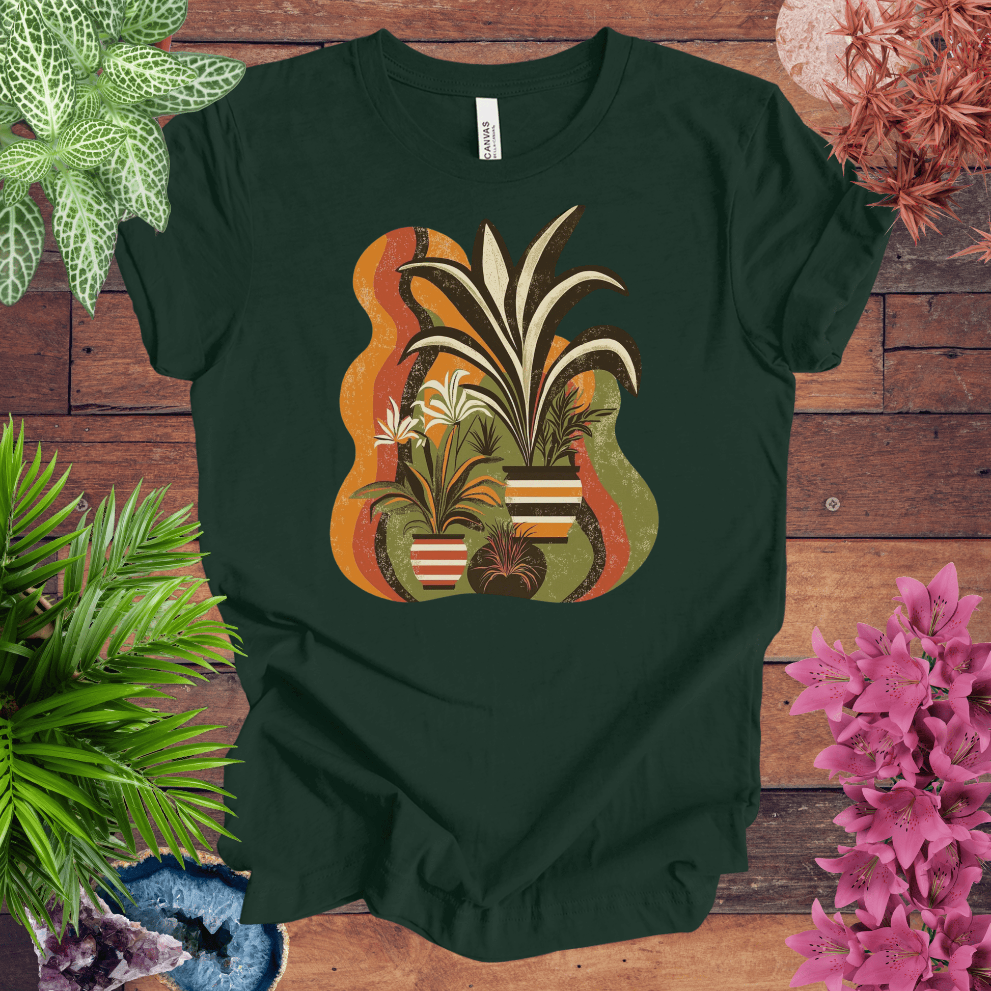 Printify T-Shirt Forest / S Retro Tropical Plant Waves T-Shirt