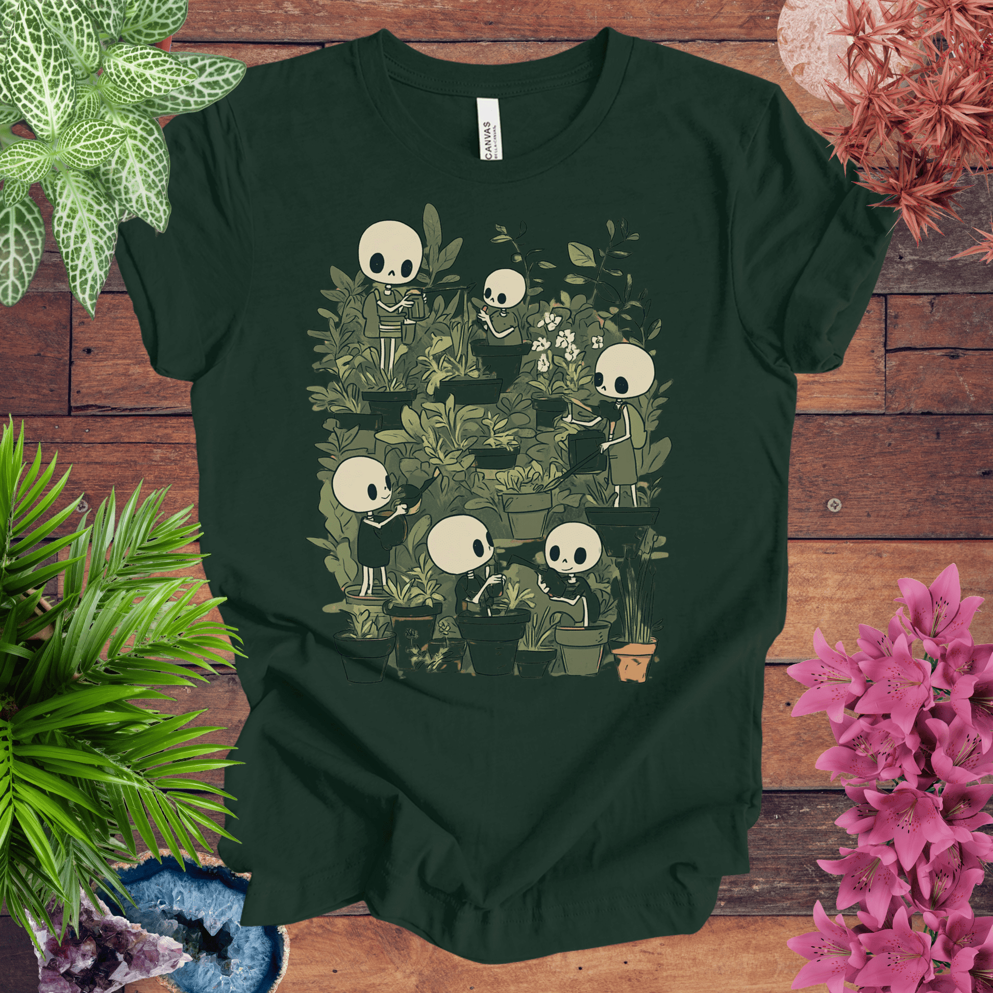 Printify T-Shirt Forest / S Skeleton Gardener - Eternal Green Thumb T-Shirt