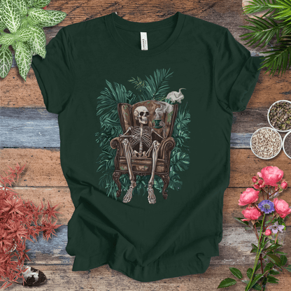Printify T-Shirt Forest / S Skeleton Sip Jungle Vibes T-Shirt