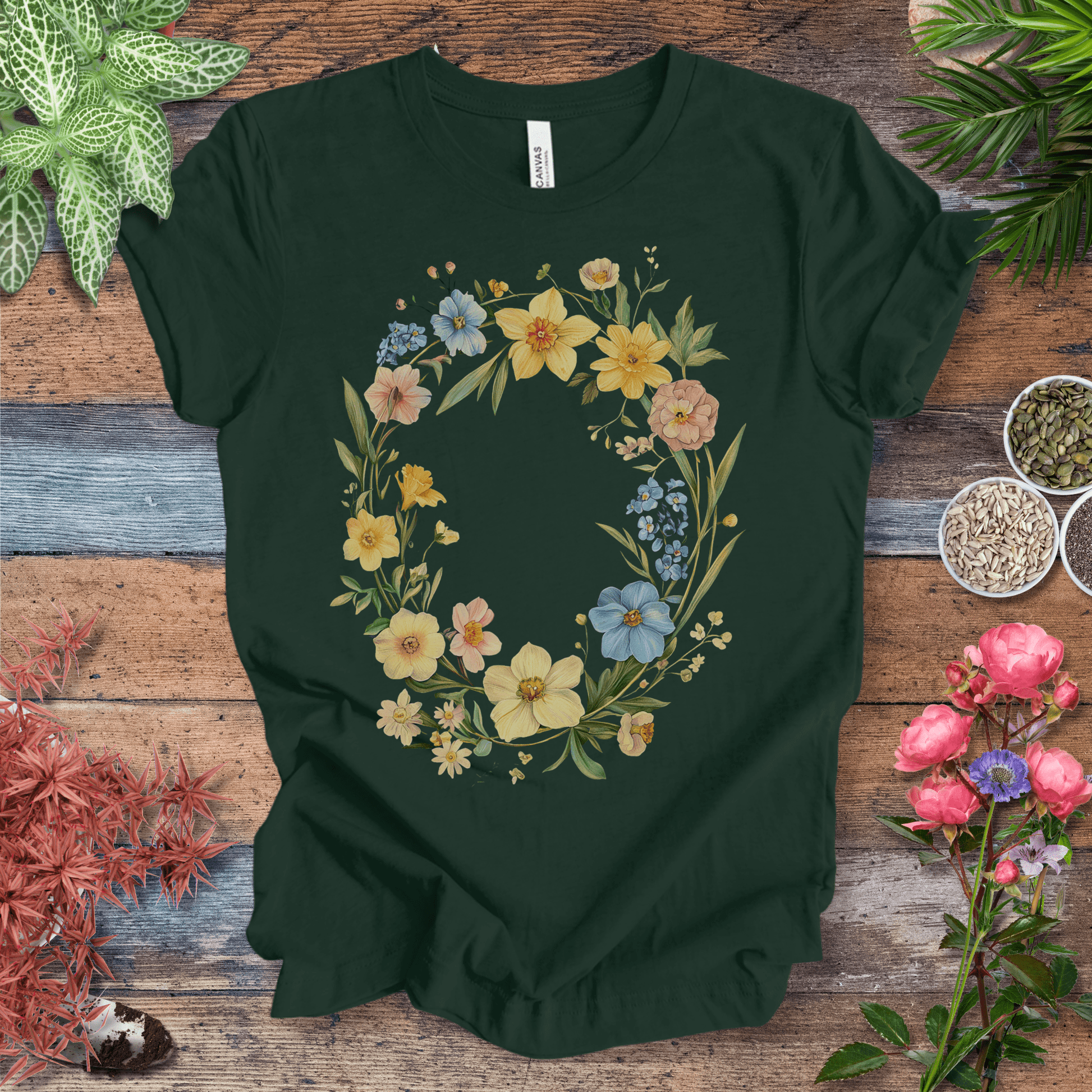 Printify T-Shirt Forest / S Spring Meadow Floral Wreath T-Shirt