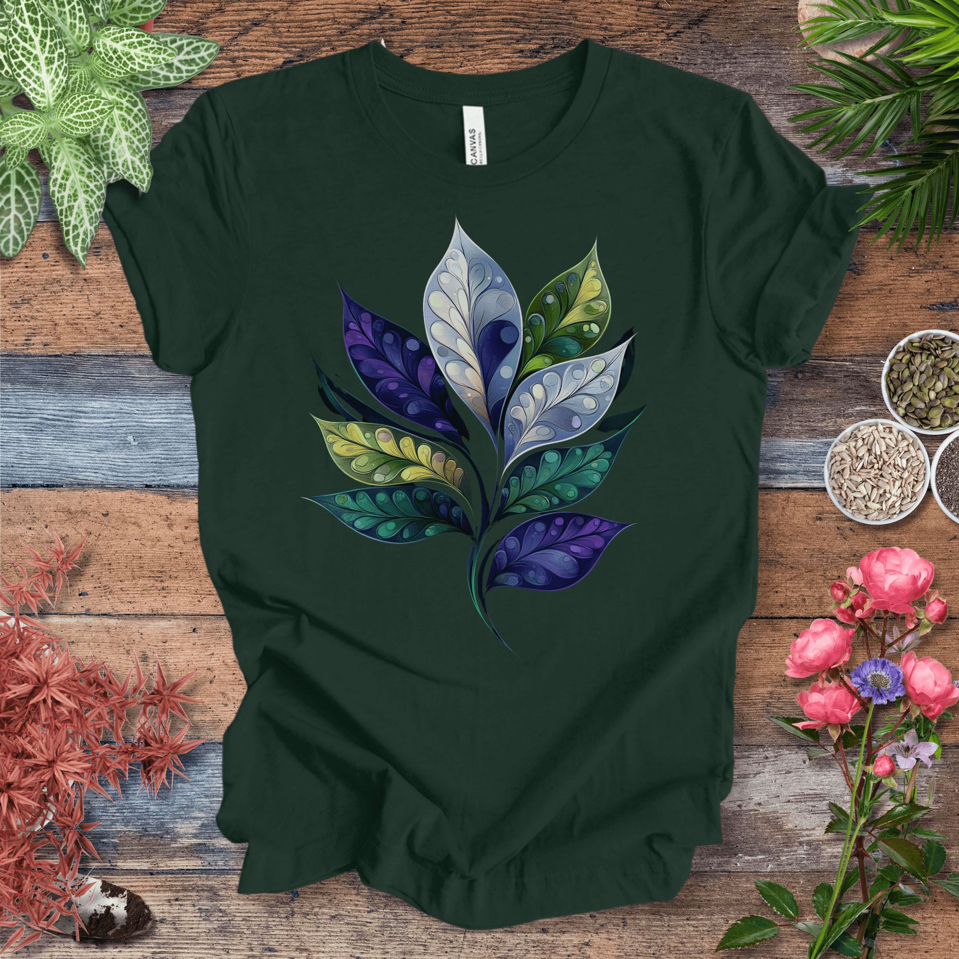 Printify T-Shirt Forest / S Watercolor Galaxy Leaf T-Shirt