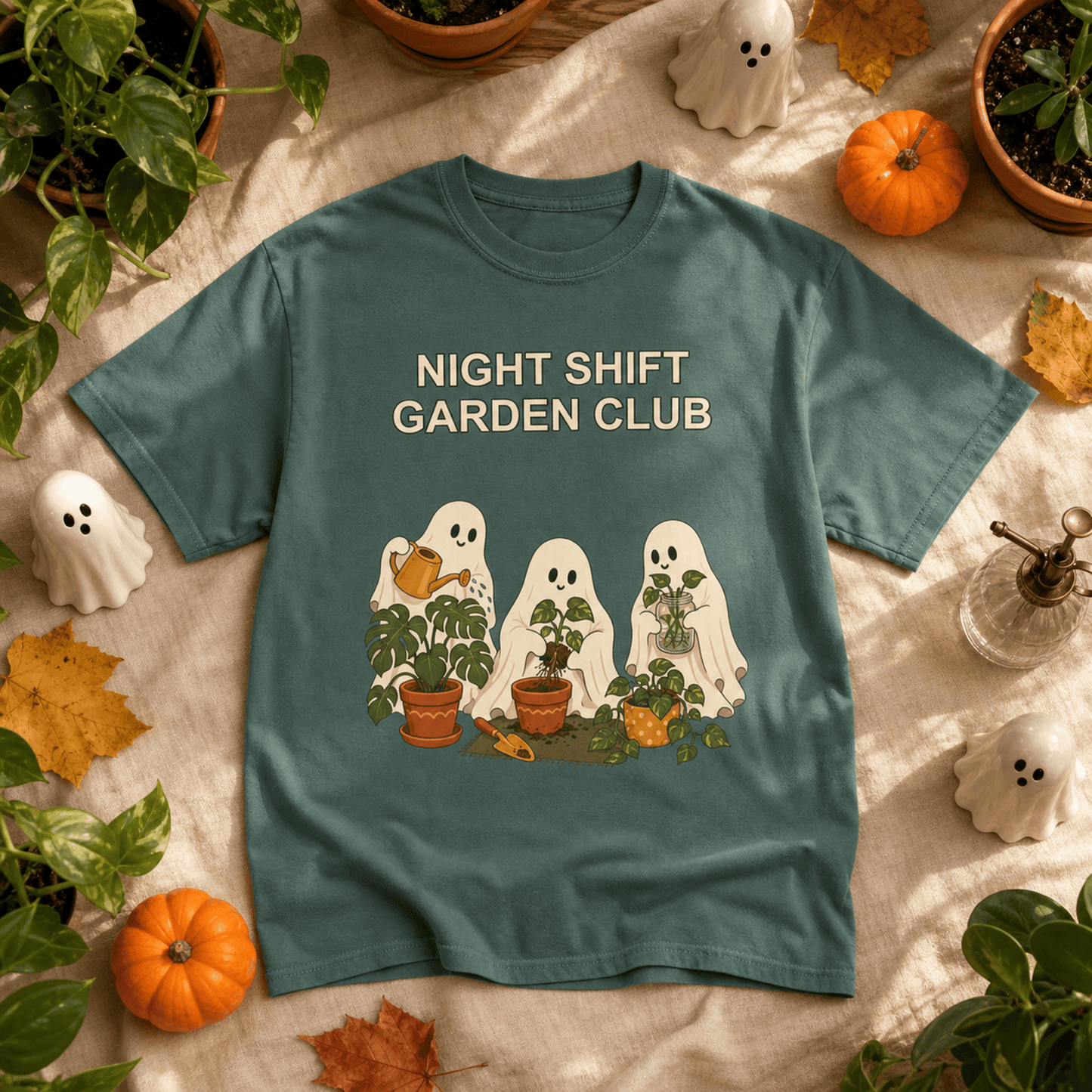 Botanical Vibes T-Shirt Ghost Gardening Halloween Shirt - Plant Lover Tee