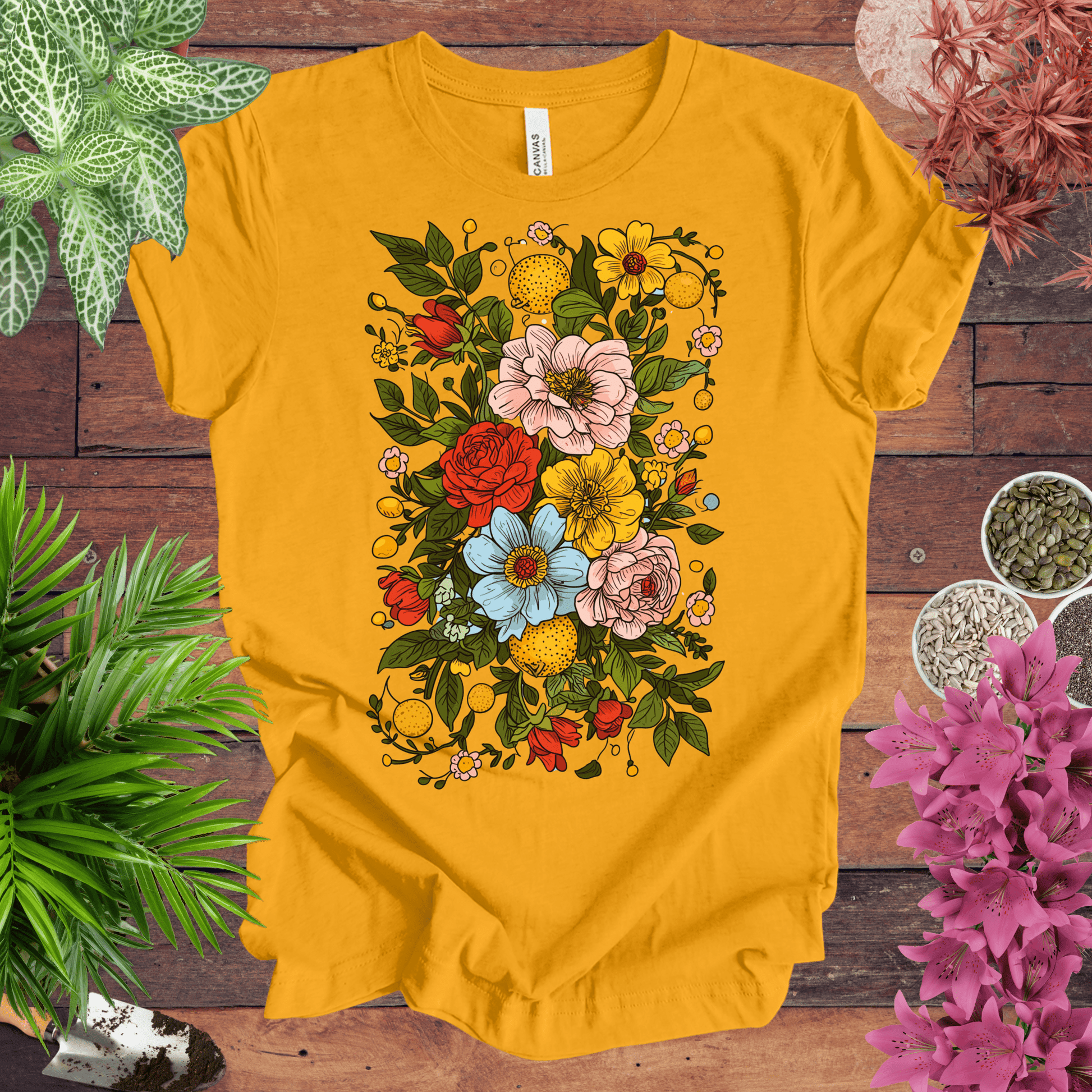 Printify T-Shirt Gold / S Bold Floral Citrus T-Shirt