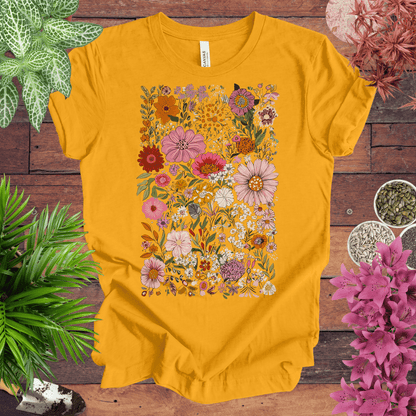 Printify T-Shirt Gold / S Colorful Wildflower Garden T-Shirt