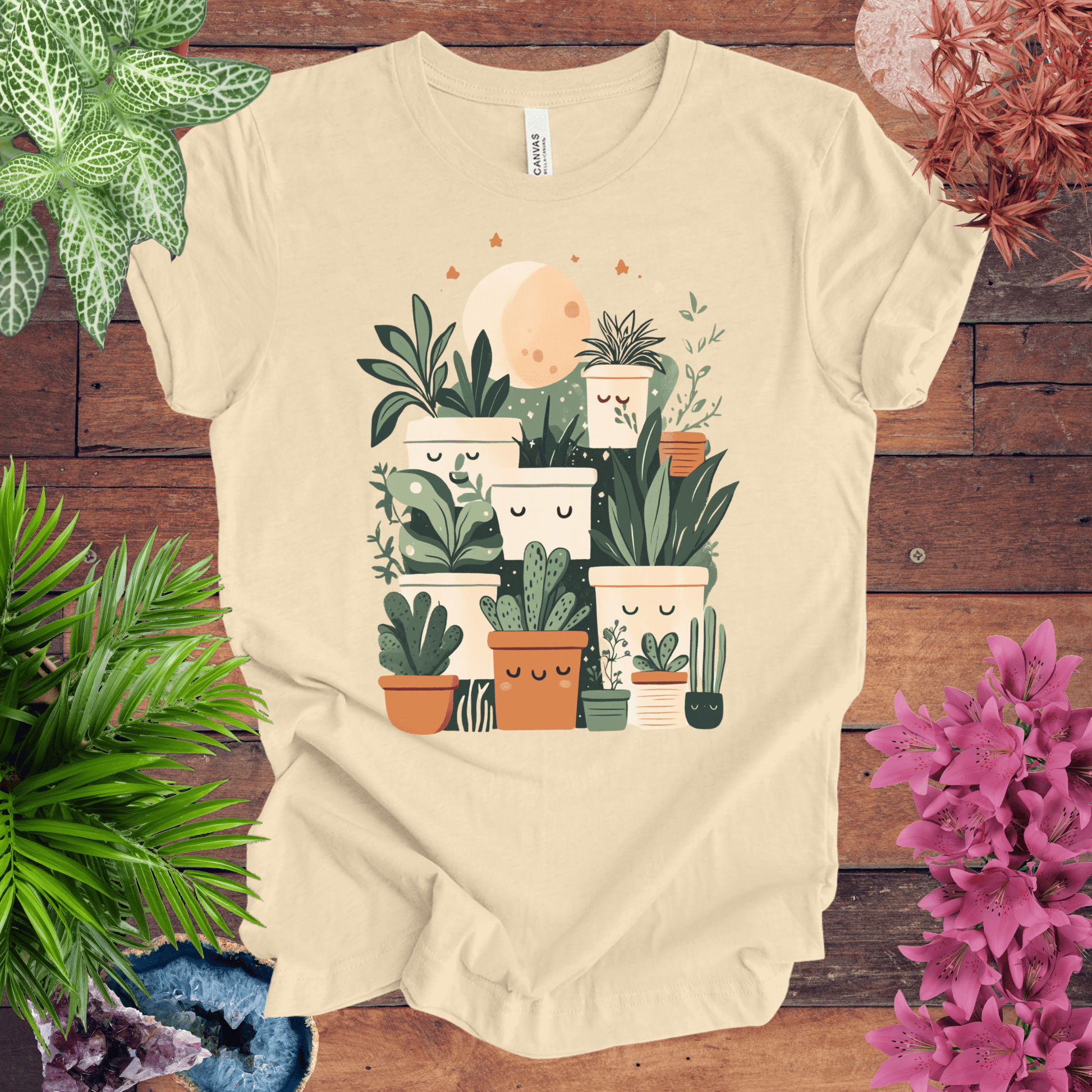 Printify T-Shirt Happy Potted Friends - Moon Edition T-Shirt