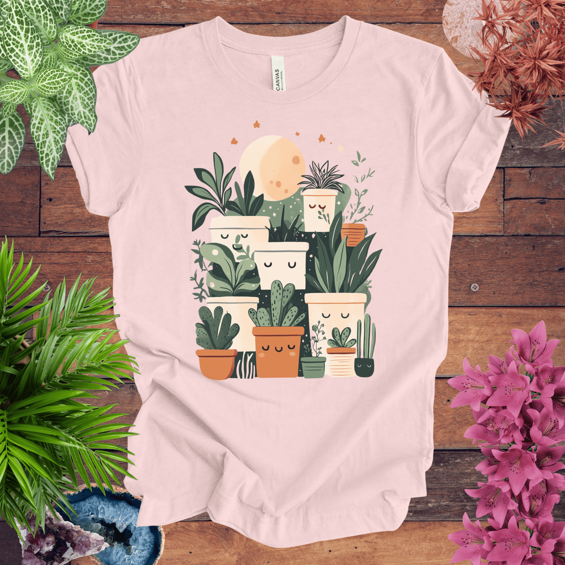Printify T-Shirt Happy Potted Friends - Moon Edition T-Shirt