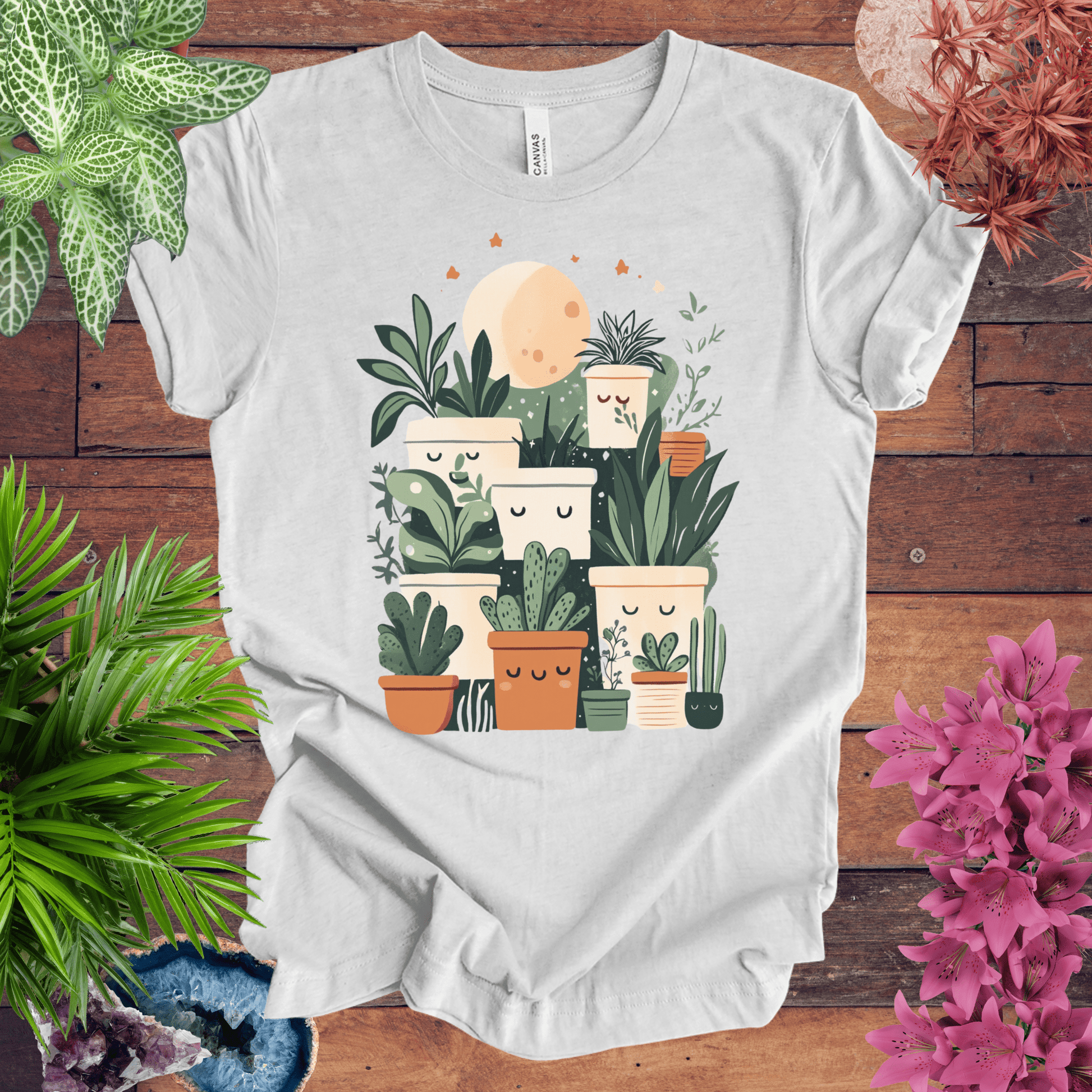 Printify T-Shirt Happy Potted Friends - Moon Edition T-Shirt