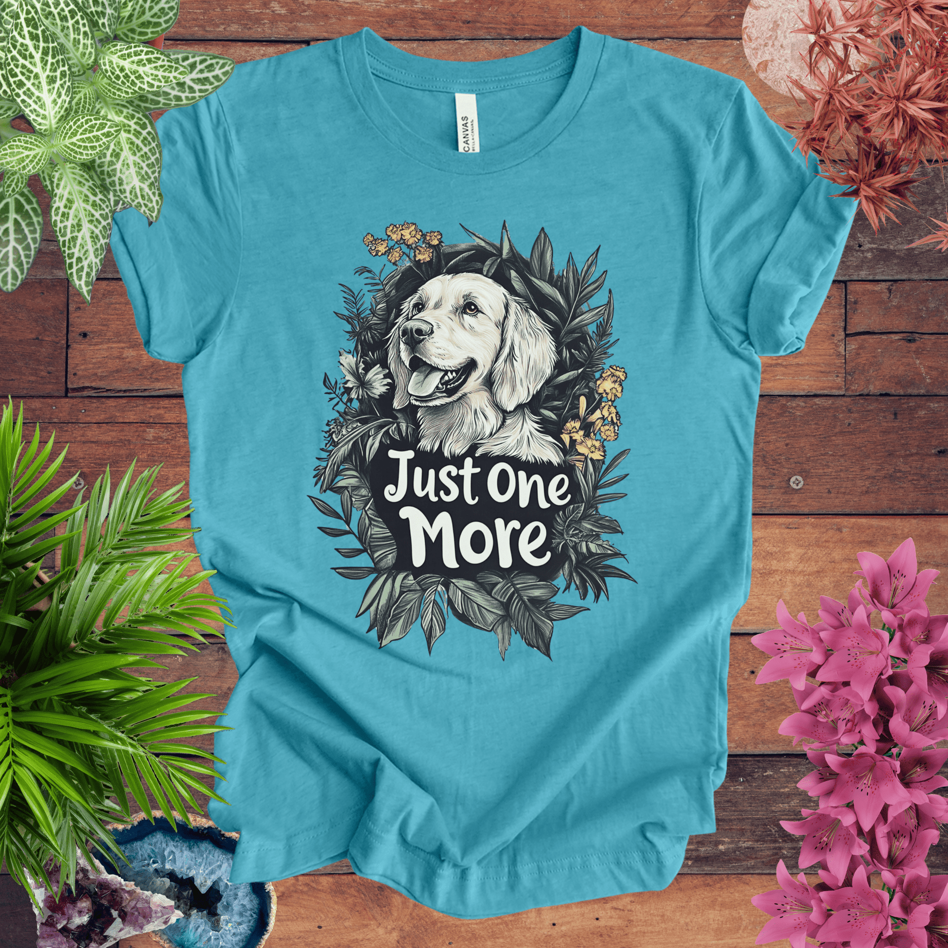 Printify T-Shirt Heather Aqua / S Just One More - Golden Retriever Edition T-Shirt