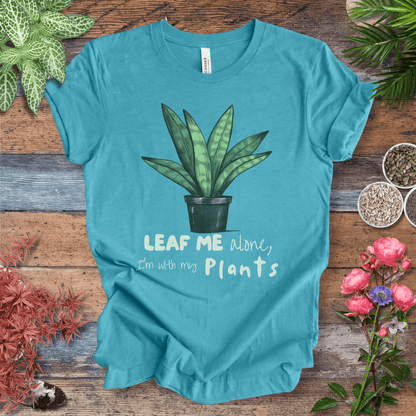 Printify T-Shirt Heather Aqua / S "Leaf Me Alone" Funny Snake Plant Lover T-Shirt