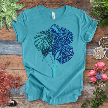 Printify T-Shirt Heather Aqua / S Neon Monstera Leaf Glow in the Dark Botanical T-Shirt