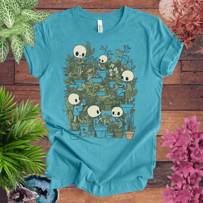 Printify T-Shirt Heather Aqua / S Skeleton Gardener - Eternal Green Thumb T-Shirt