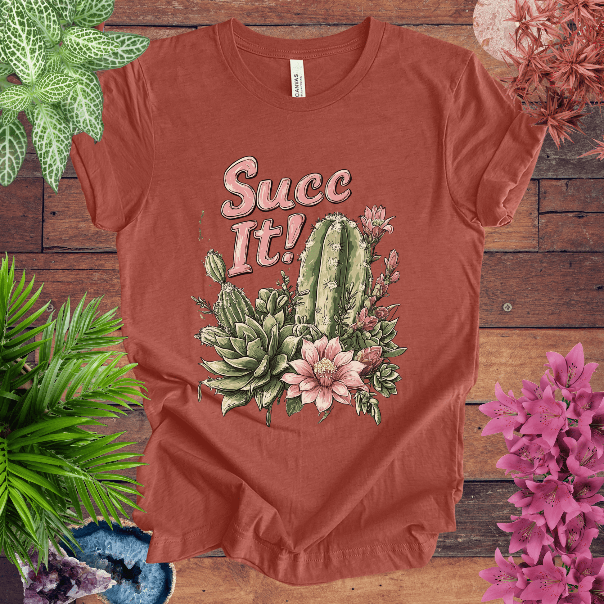 Printify T-Shirt Heather Clay / S Succ It! - Cactus Lover T-Shirt