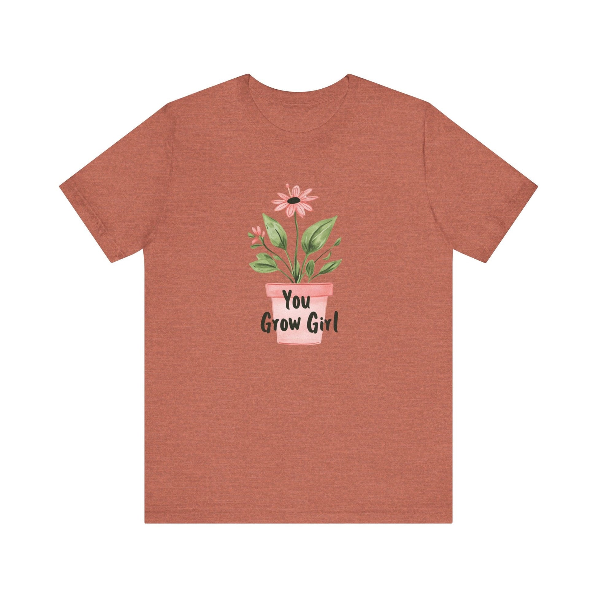 Printify T-Shirt Heather Clay / S You Grow Girl – Simple Watercolor Pot T-Shirt