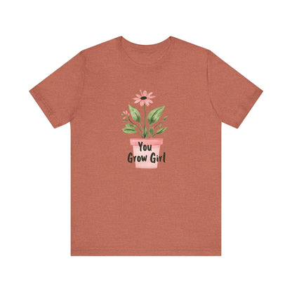Printify T-Shirt Heather Clay / S You Grow Girl – Simple Watercolor Pot T-Shirt