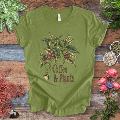Printify T-Shirt Heather Green / S Coffee & Plants Botanical T-Shirt