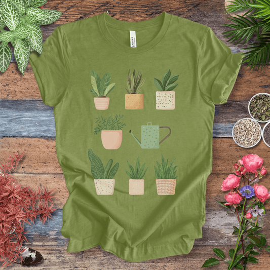 Printify T-Shirt Heather Green / S Cute Potted Plant Collection Minimalist T-Shirt