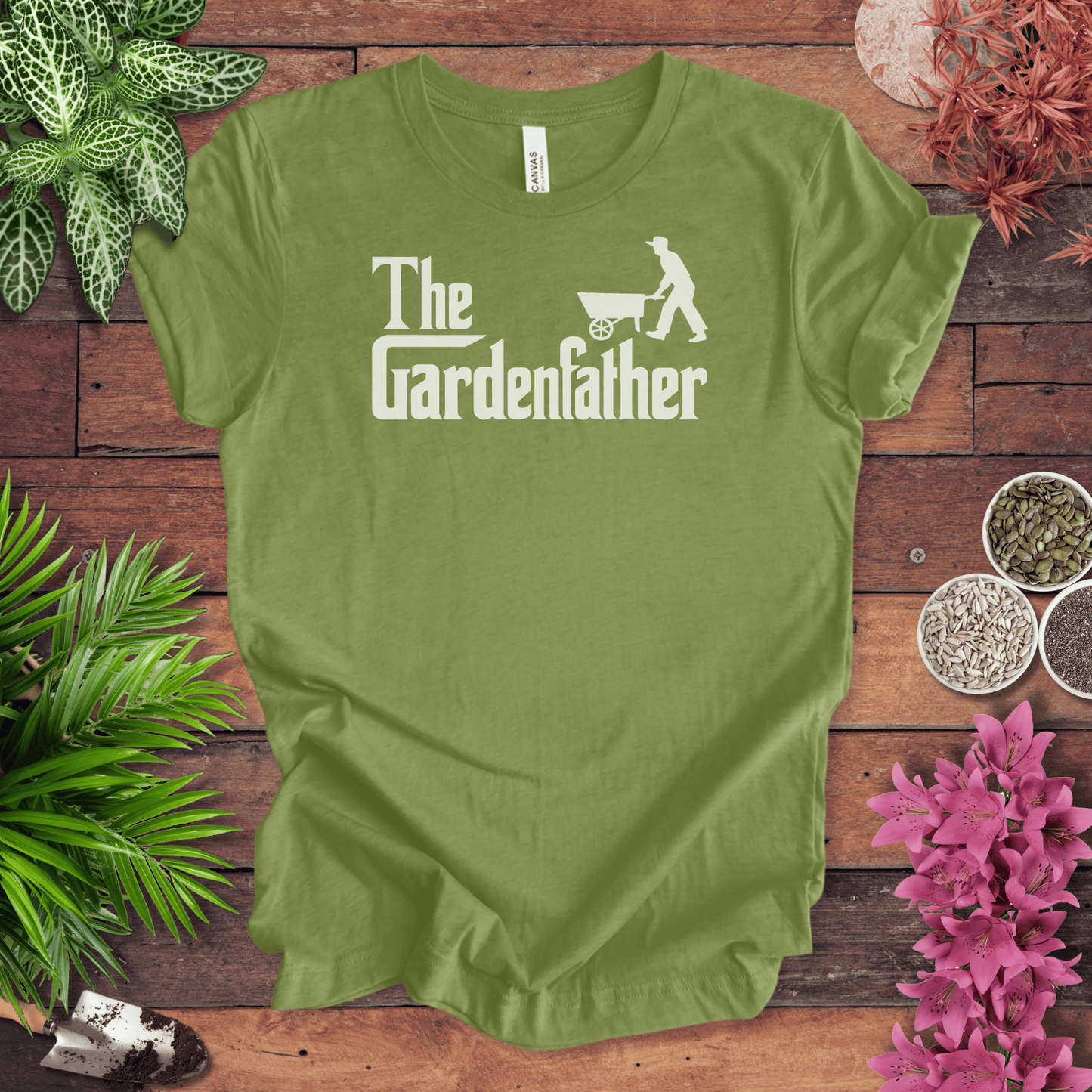 Printify T-Shirt Heather Green / S Dad Gardening T-Shirt – “The Gardenfather” Funny Gardener Gift Tee