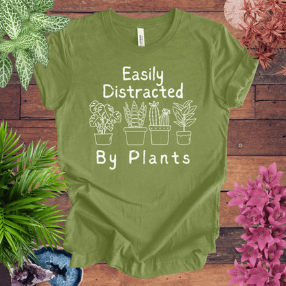 Printify T-Shirt Heather Green / S Easily Distracted by Plants T-Shirt