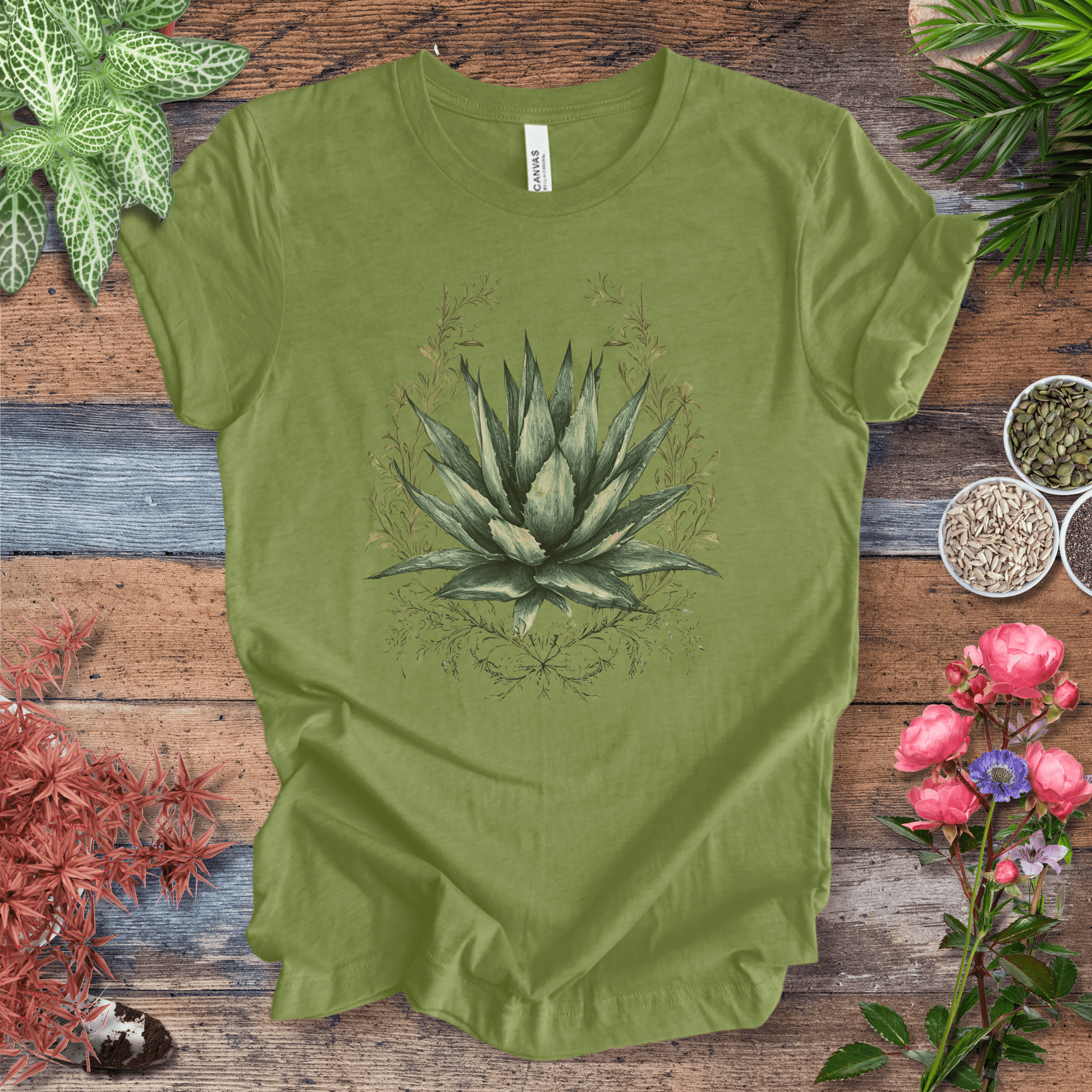 Printify T-Shirt Heather Green / S Elegant Agave Frame T-Shirt