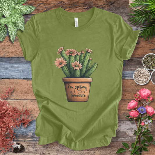Printify T-Shirt Heather Green / S "I'm Spikey but I'm Lovable" Funny Cactus Lover T-Shirt
