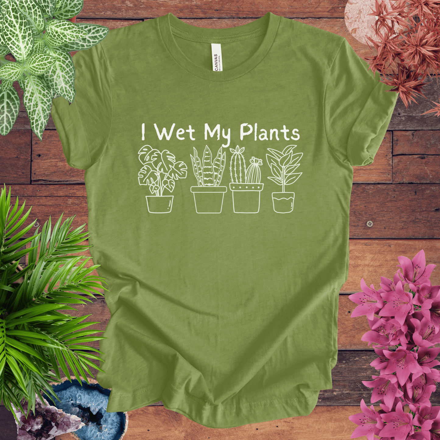 Printify T-Shirt Heather Green / S I Wet My Plants T-Shirt